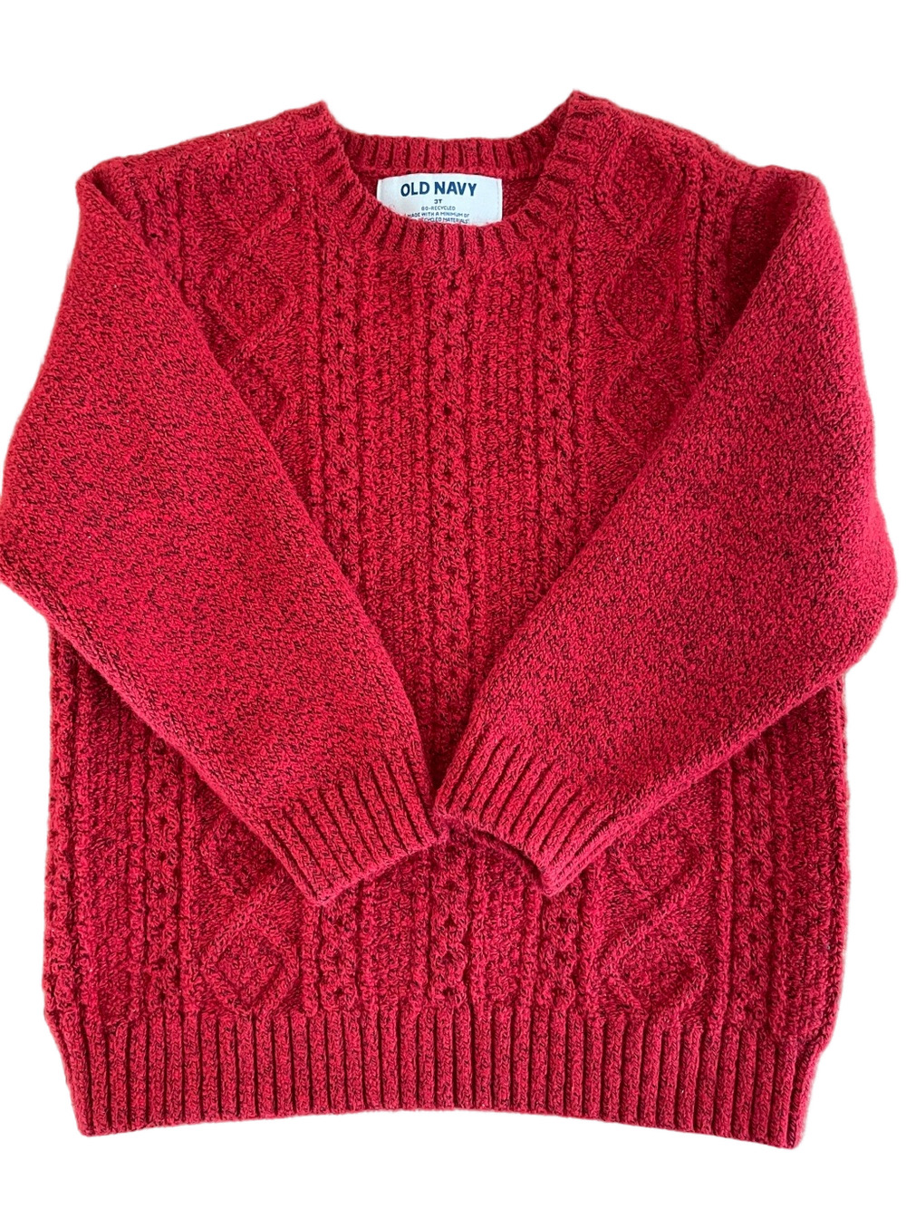 Old Navy Boy Red Cable Crewneck Sweater 3T